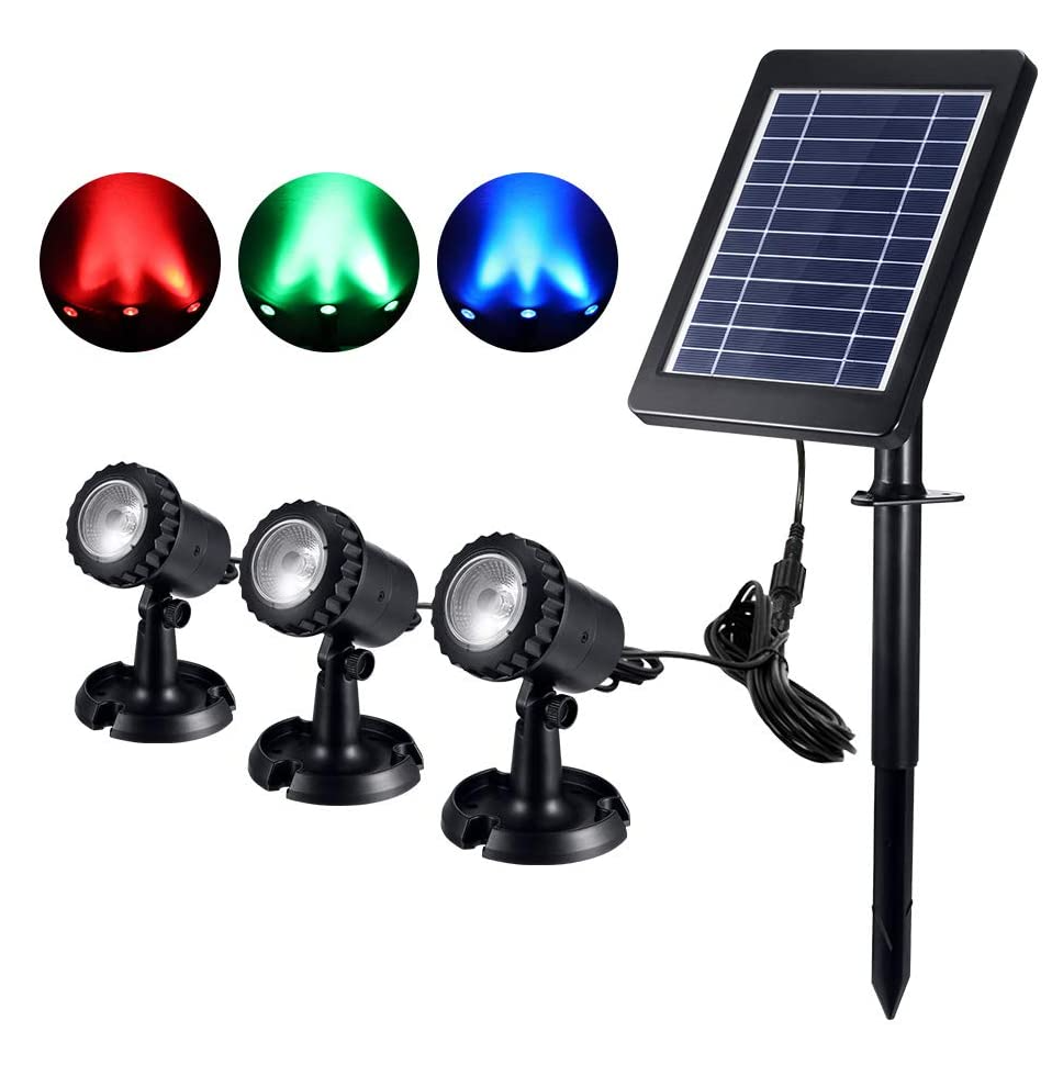 Photo of underwater solar powered pond lights