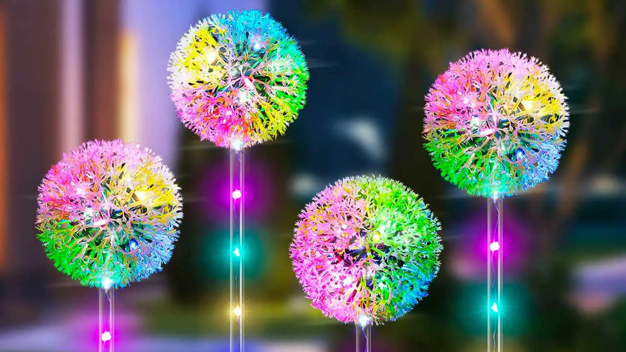 Multi coloured garden solar lights