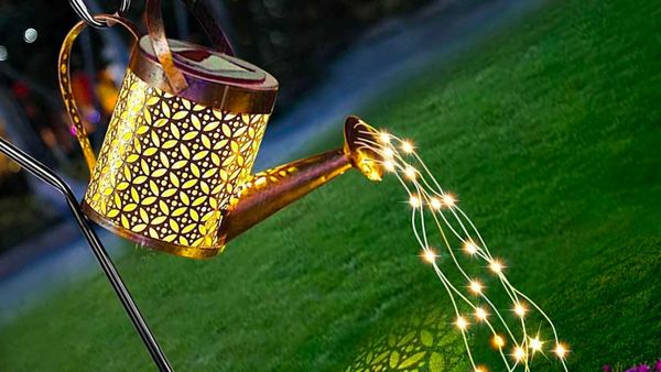 Solar powered watering can light